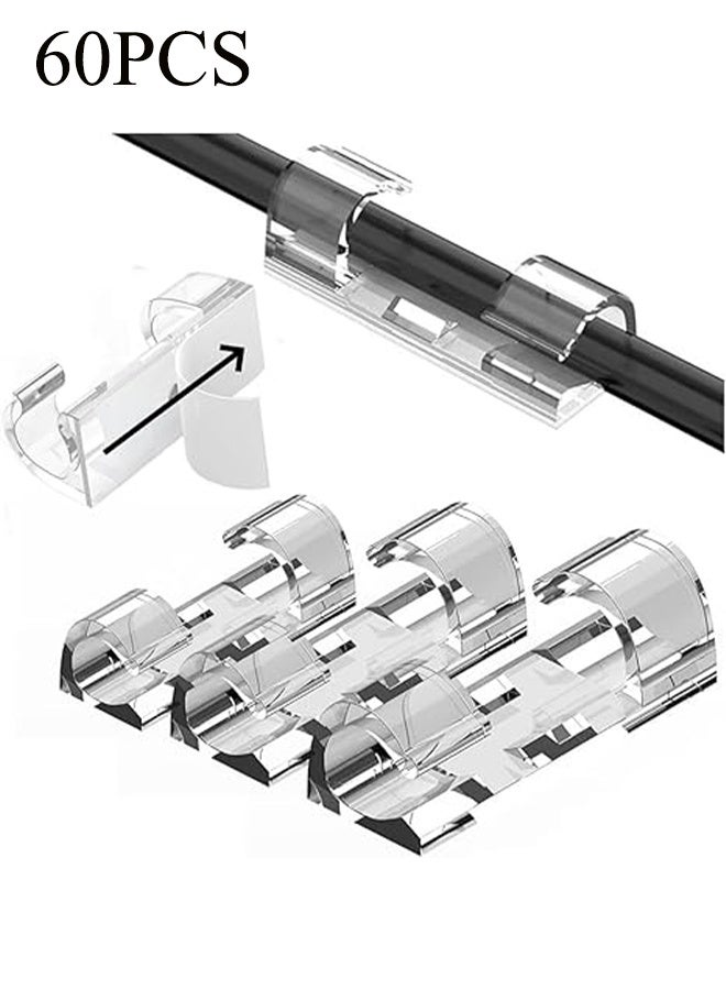 YJ 60PCS adhesive cable clamp clear, strong wire organizer, desk, car, PC, Christmas lights indoor/outdoor - Image 1